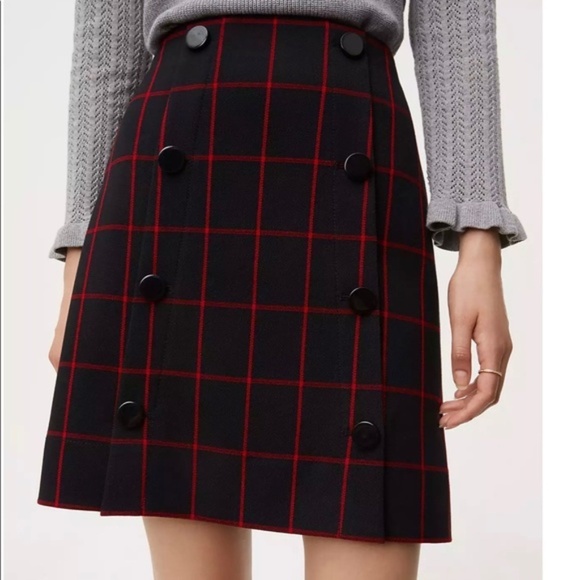 LOFT Dresses & Skirts - Ann Taylor LOFT Modern Button Plaid Skirt | 2